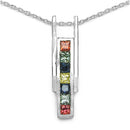 1.05 Carat Genuine Multi Sapphire .925 Sterling Silver Pendant-1
