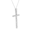 .925 Sterling Silver 4.0 Cttw Diamond 2-1/4" Cross Pendant with Box Chain Necklace (I-J Color, I1-I2 Clarity) - 18"-3