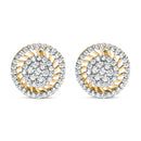 10K Yellow Gold 1.00 Cttw Diamond Halo Radiant Sunburst Stud Earrings (I-J Color, I2-I3 Clarity)-1
