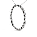 .925 Sterling Silver 3.0 Cttw Alternating Black and White Diamond Open Hoop Circle Pendant Necklace (H-I Color, I3 Clarity) - 18" Inches-3