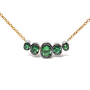 18K Rose Gold 3/4 Cttw Pave Diamonds and Graduated Green Tsavorite Gemstone Curved Bar Choker Necklace (G-H Color, SI1-SI2 Clarity) - Adjustable up to 14" - 16.5"-2