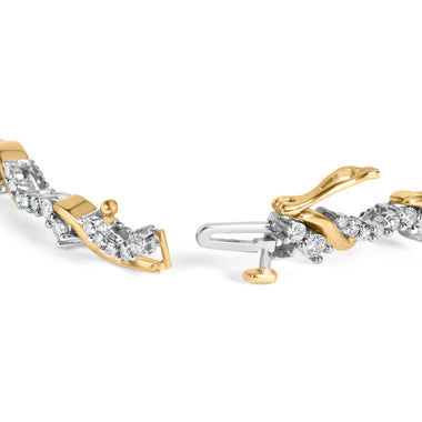 10K Yellow and White Gold 2.00 Cttw Diamond "S" Link 7" Bracelet (H-I Color, I2-I3 Clarity) - 0
