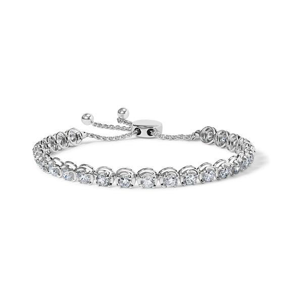 14K White Gold 6.00 Cttw Diamond 4â€-10â€ Adjustable Bolo Tennis Bracelet (I-J Color, I1-I2 Clarity)