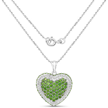 4.62 Carat Genuine Chrome Diopside .925 Sterling Silver Pendant - 0