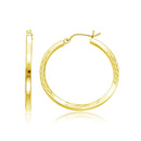 14k Yellow Gold Diamond Cut Hoop Earrings-1