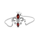 .925 Sterling Silver Marquise Garnet  and Diamond Accent Lariat 4â€-10â€ Fleur De Lis Adjustable Bolo Bracelet (H-I Color, SI1-SI2 Clarity)-1