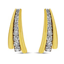 10K Yellow Gold Plated .925 Sterling Silver 1.00 Cttw Round Diamond Graduated Huggie Stud Earrings (I-J Color, I2-I3 Clarity)-3
