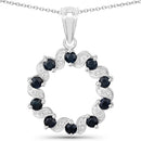 1.30 Carat Genuine Blue Sapphire and White Topaz .925 Sterling Silver Pendant-2