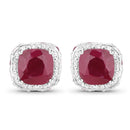 6.12 Carat Dyed Ruby, Ruby and White Topaz .925 Sterling Silver Earrings-1