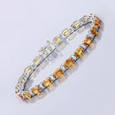 12.33 Carat Genuine Orange Sapphire and White Diamond 14K White Gold Bracelet-2