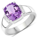 2.65 Carat Genuine  Amethyst and White Topaz .925 Sterling Silver Ring-1