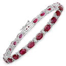 11.67 Carat Genuine Ruby and White Diamond 14K White Gold Bracelet-1