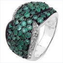 2.28 Carat Genuine Emerald & White Topaz .925 Sterling Silver Ring-2