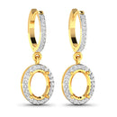 0.32 Carat Genuine White Diamond 14K Yellow Gold Semi Mount Earrings - holds 8x6mm Oval Gemstones-4