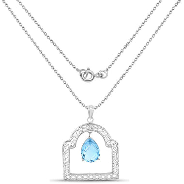 10.50 Carat Genuine Swiss Blue Topaz .925 Sterling Silver Pendant - 0