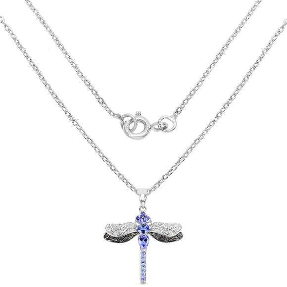 1.93 Carat Genuine Tanzanite and White Topaz .925 Sterling Silver Pendant