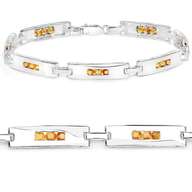 2.52 Carat Genuine Yellow Sapphire .925 Sterling Silver Bracelet - 0