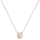 AGS Certified 10K Rose Gold 1/5 Cttw Bezel Set Round Diamond Solitaire 16-18" Adjustable Pendant Necklace (H-I Color, VS1-VS2 Clarity)-2