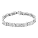 14K White Gold 5.0 Cttw Princess-Cut Diamond Rectangular Alternating Station 7" Tennis Bracelet (G-H Color, SI1-SI2 Clarity)-2