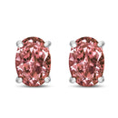 14K White Gold 1/2 Cttw Lab Grown Pink Oval 4 Prong Set Classic Diamond Solitaire Stud Earrings (Pink Color, VS2-SI1 Clarity)-2