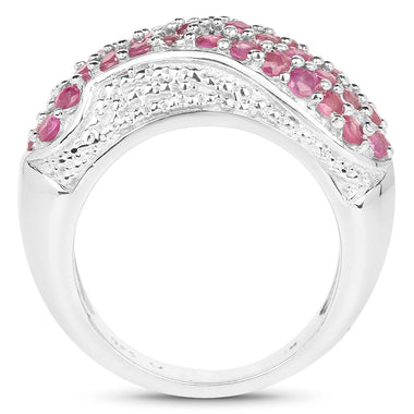 1.81 Carat Genuine Ruby and White Zircon .925 Sterling Silver Ring - 0