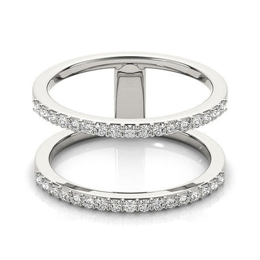 14k White Gold Dual Band Design Ring with Diamonds (1/3 cttw) - 0