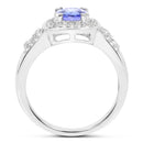 1.42 Carat Genuine Tanzanite & White Topaz .925 Sterling Silver Ring-2