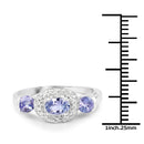 1.00 Carat Genuine Tanzanite and White Topaz .925 Sterling Silver Ring-3