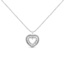 .925 Sterling Silver 1.0 Ctw Diamond Shadow Open Heart Halo 18" Pendant Necklace (I-J Color, I1-I2 Clarity)-2