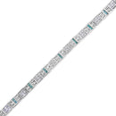 14K White Gold Princess-Cut white and Blue Diamond 3.00 cttw Fashion Link Bracelet (H-I Color, SI1-SI2 Clarity)-3