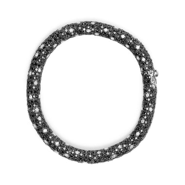 18K White Gold 20.0 Cttw Black and White Pave Set Diamond Eternity Snake Skin Style Tennis Bracelet (Black and G-H Color, SI1-SI2 Clarity) - Size 7" - 0