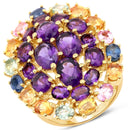 9.04 Carat Genuine Multi Stones .925 Sterling Silver Ring-1