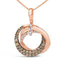 14K Rose Gold 3/4 Cttw Brown and White Diamond Interlocking Circle Hoop 18" Inch Pendant Necklace (G-H Color, SI2-I1 Clarity)-2