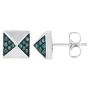 14K White Gold 1/4 Cttw Treated Blue Diamond Pyramid Stud Earring (Blue Color, SI1-SI2 Clarity)-2