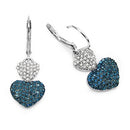 0.94 Carat Genuine Blue Diamond & White Diamond .925 Sterling Silver Earrings-2