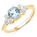 0.78 Carat Genuine Aquamarine and White Diamond 14K Yellow Gold Ring-1