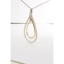 14K Two-Tone Gold Round Cut Diamond Double Burst Pendant Necklace (1.00 cttw, H-I Color, SI2-I1 Clarity)-3