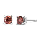 10K White Gold 1/2 Cttw Lab Created Round Brilliant Cut Pink Diamond Classic 4-Prong Solitaire Stud Earrings (Fancy Pink Color, VVS2-VS1 Clarity)-1