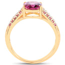 14K Yellow Gold Plated 3.32 Carat Genuine Rhodolite and White Topaz .925 Sterling Silver Ring-2