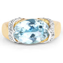 14K Yellow Gold Plated 6.56 Carat Genuine Blue Topaz and White Topaz .925 Sterling Silver Ring-3