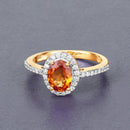 1.66 Carat Genuine Spessartite Garnet and White Diamond 14K Yellow Gold Ring-2