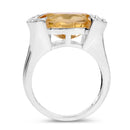 4.55 Carat Genuine Citrine and White Diamond .925 Sterling Silver Ring-2