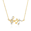 14k Two-Toned Yellow and White Gold Musical Notes Necklace-1