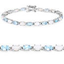 9.02 Carat Genuine Blue Topaz and Opal .925 Sterling Silver Bracelet-1