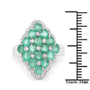 2.68 Carat Genuine Zambian Emerald and White Zircon .925 Sterling Silver Ring-3