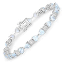 7.36 Carat Genuine Aquamarine and White Diamond .925 Sterling Silver Bracelet-1