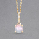 0.53 Carat Genuine Ethiopian Opal and White Diamond 10K Yellow Gold Pendant-5