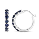 2.66 Carat Genuine Blue Sapphire .925 Sterling Silver Earrings-2