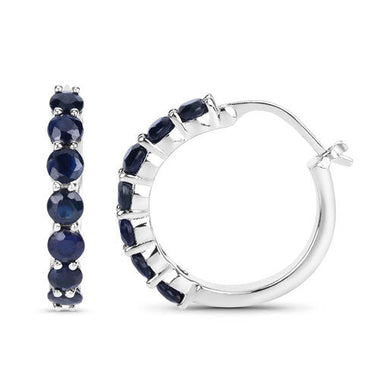 2.66 Carat Genuine Blue Sapphire .925 Sterling Silver Earrings - 0