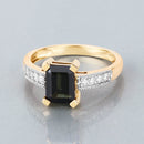 1.91 Carat Genuine Green Tourmaline and White Diamond 14K Yellow Gold Ring-2